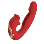 Dildo Thrusting Vibrator with Licking Tongue 7 Thrusting/5 Clamping/Tongue Licking Modes | MNN33-001(Red）