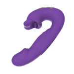 Dildo Thrusting Vibrator – Triple Stimulation Tongue Licking Massager | MNN33-001(Purple) - Image 8