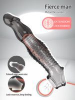 Reusable Black Transparent TPE Penis Sleeve with Scaly Texture | UMPS9B - Image 4