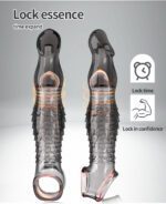 Reusable Black Transparent TPE Penis Sleeve with Scaly Texture | UMPS9B - Image 5
