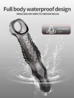 Reusable Black Transparent TPE Penis Sleeve with Scaly Texture | UMPS9B - Image 9