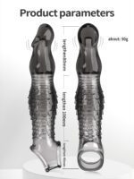 Reusable Black Transparent TPE Penis Sleeve with Scaly Texture | UMPS9B - Image 10