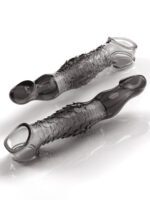 Reusable Black Transparent TPE Penis Sleeve with Scaly Texture | UMPS9B - Image 11