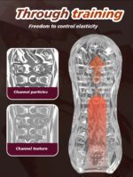 Reusable Transparent TPE Male Masturbator Cup with Unique Textured Design | UMPS12 - Image 5