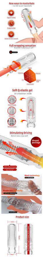 Reusable Transparent TPE Male Masturbation Cup with Stimulating Texture | UMPS10 - Image 6