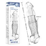 （Ramadan Treats）Reusable Transparent TPE Penis Sleeve with Scaly Texture | UMPS9A