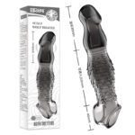 Reusable Black Transparent TPE Penis Sleeve with Scaly Texture | UMPS9B