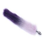 Luxury Colorful Tail Metal Anal Plug – Stainless Steel Alloy Butt Plug with Faux Fur Tail | UMP010 Purple - Image 2