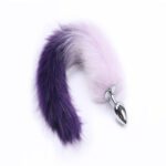 Luxury Colorful Tail Metal Anal Plug – Stainless Steel Alloy Butt Plug with Faux Fur Tail | UMP010 Purple