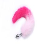 Luxury Colorful Tail Metal Anal Plug – Stainless Steel Alloy Butt Plug with Faux Fur Tail | UMP010 Pink
