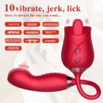 10 Modes Vibrating & Licking Rose Rabbit Vibrator – Dual Stimulation G-Spot Massager for Women in UAE | UMP014