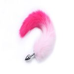 Luxury Colorful Tail Metal Anal Plug – Stainless Steel Alloy Butt Plug with Faux Fur Tail | UMP010 Pink - Image 2