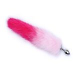 Luxury Colorful Tail Metal Anal Plug – Stainless Steel Alloy Butt Plug with Faux Fur Tail | UMP010 Pink - Image 2