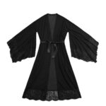 Black Lace Long Robe Lingerie – Luxury Sheer Kimono Nightwear for Women in UAE | LQ2576 - Image 4
