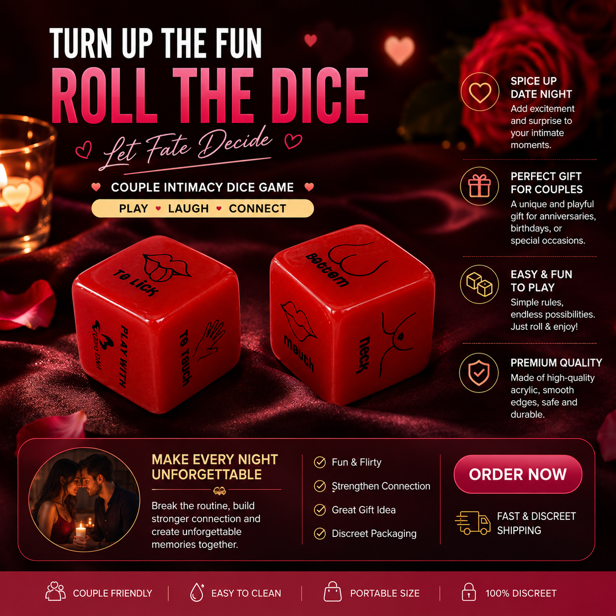 f13cb44d-47f0-4f94-add2-cebd4093f44f Romantic Couples Dice Game Dubai | Fun Date Night Game UAE | Relationship Adventure Dice | Discreet Delivery | UMPSM11 - Image 1